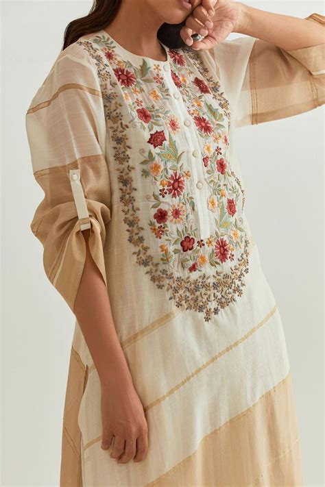 Buy Prama By Pratima Pandey Ivory Chanderi Dabka Embroidered Dress With