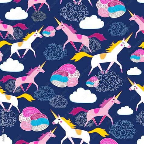 Seamless Pattern Unicorns Stock Vektorgrafik Adobe Stock