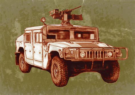 American's new army car - Hummer stylised art sketch poster Drawing by ...