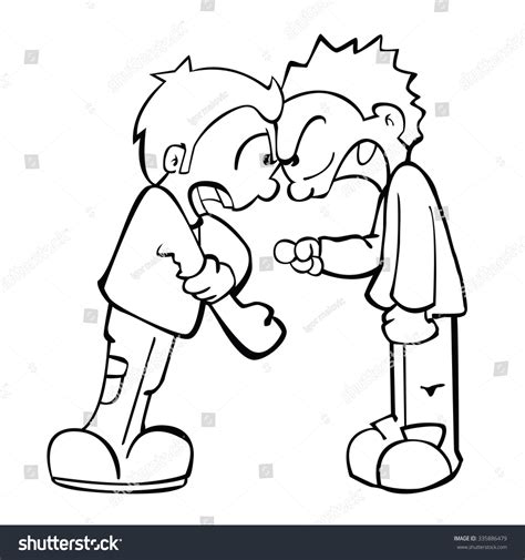 Deveres Para Crianças De 3 Anos - Simple Black White Two Boys Fighting Stock Illustration 335886479 ...