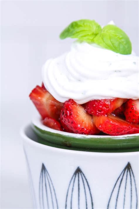 Balsamic Strawberries With Basil Whipped Cream Foodfash