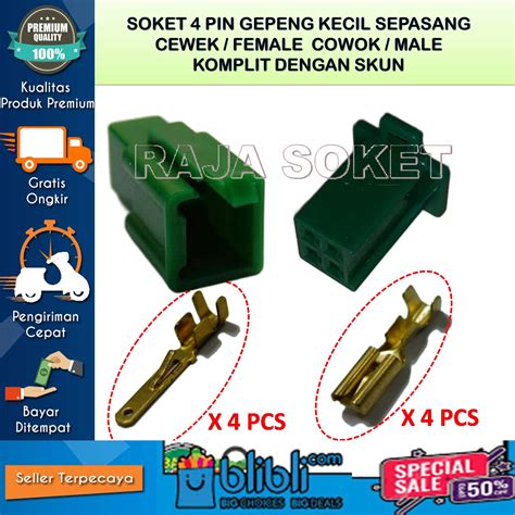 Jual Soket Kabel Gepeng 4 Pin Kecil Sepasang Cewe Cowo Male Female