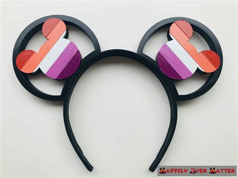 Lesbian Pride Flag Mickey D Printed LGBTQIA Mickey Mouse Ears