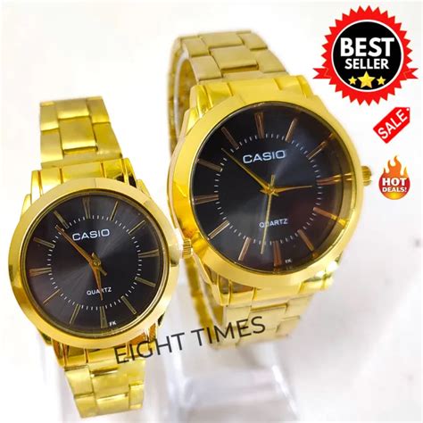 Casio Analog Quartz Gold Black Dial Stainless Steel Couple Watch Lazada Ph