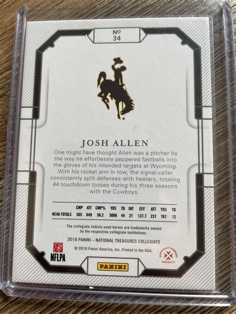 2019 Panini National Treasures Collegiate 99 Josh Allen 34 EBay