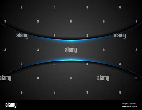 Black Abstract Tech Background With Blue Neon Glowing Light Vector