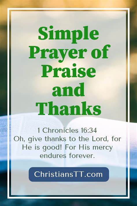 Simple Prayer Of Praise And Thanks - ChristiansTT