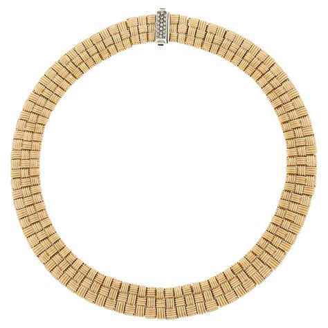 Roberto Coin Appassionata K Rose Gold Woven Wide Collar Necklace