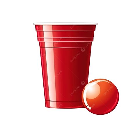 Red Beer Pong Illustration Plastic Cup And Ball Traditional Party