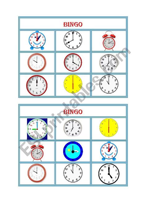 Time Bingo O Clock Esl Worksheet By Estherlee