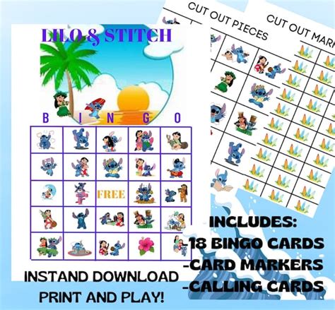 Lilo And Stitch Bingo Lilo And Stitch Party Bingo Printable Etsy