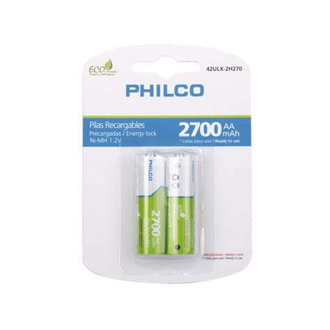 Ripley PACK 2 PILAS RECARGABLES AA 2700MAH PHILCO