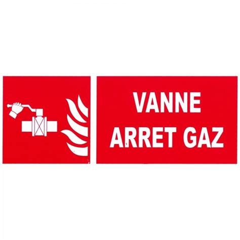 Panneau vanne arret gaz 200 x 80 mm Sécurité incendie NORMEQUIP France