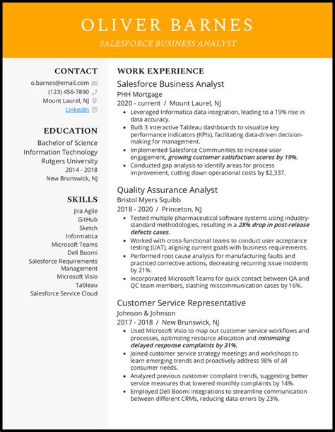 5 Salesforce Business Analyst Resume Examples Templates