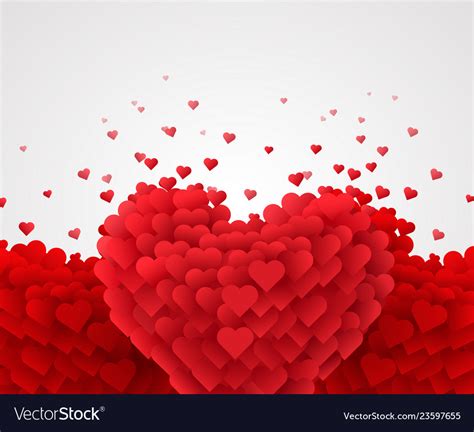 Red valentine hearts on bright background love Vector Image