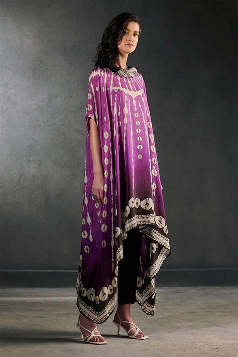 Buy Purple Silk Lavanya Bandhani Print Asymmetric Tunic And Pant Set