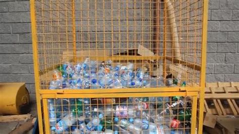 A Container For Collecting Plastic Bottles Trash Can — Stock Video © E