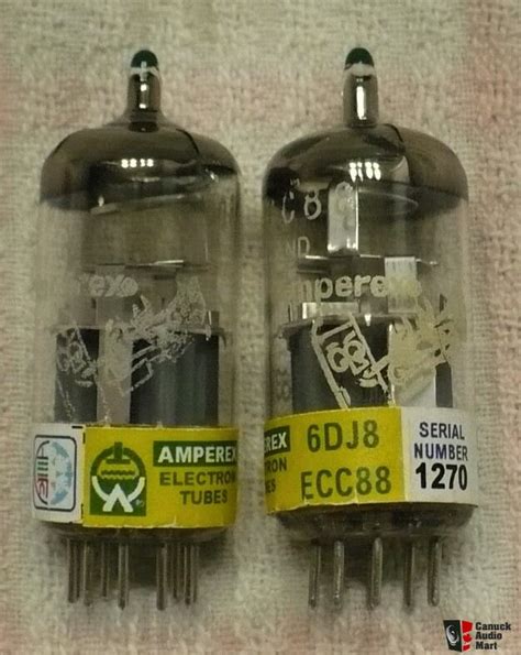 1 Vintage Pair Of Amperex Bugle Boy ECC88 6DJ8 Preamplifier Tubes Pearl