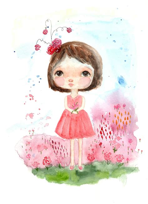 Watercolor Art Print Original Art Whimsical Girl Margaret