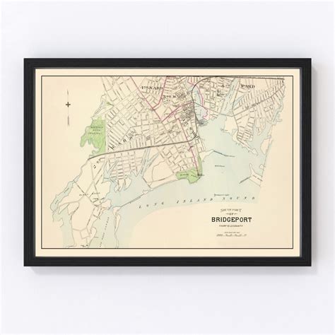 Bridgeport Map 1893 Old Map of Bridgeport Connecticut Art Vintage Print ...