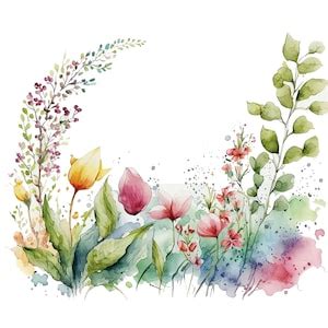 10 Watercolor Spring Border Clipart Jpgs,commercial Use,digital ...