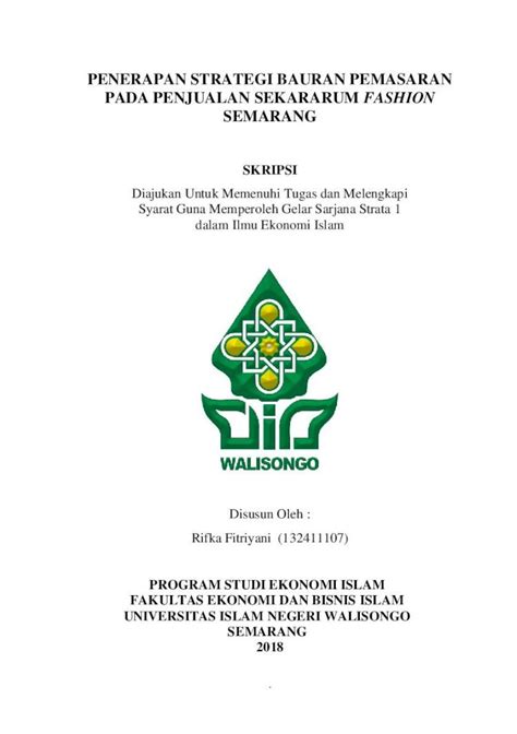 Pdf Penerapan Strategi Bauran Pemasaran Pada Eprints Walisongo Ac Id