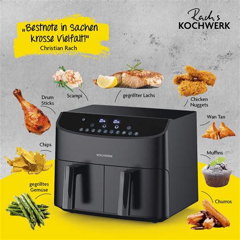 Rachs Kochwerk Doppel Heißluft Fritteuse Dual Airfryer Frittöse Grill