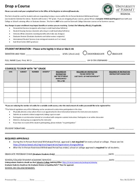 Fillable Online Manoa Hawaii Please Scan And Email Your Completed Form