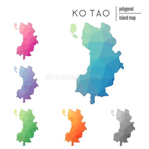 Set Of Vector Polygonal Ko Tao Maps Filled With Stock Vector