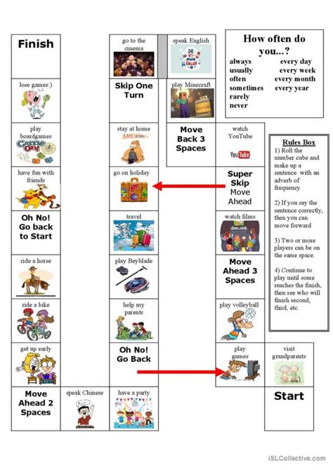 How Often Board Game Board Game English ESL Worksheets Pdf Doc In