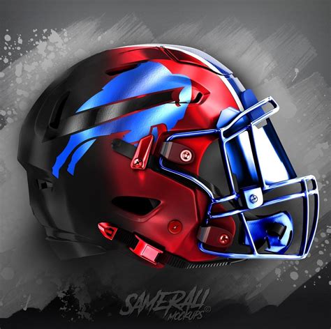 Artistic Football Helmet With Blue And Red Stripes