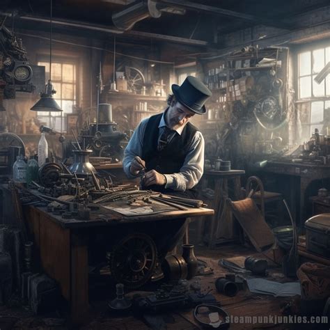 Inventor In His Workshop Inventor Tinkerer S Workshop Steampunk Artwork