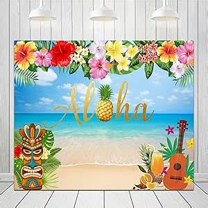 Amazon ZJRBJB 10x8ft Summer Aloha Luau Party Backdrop Tropical