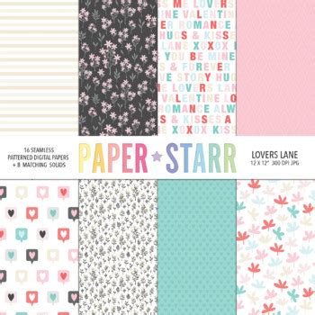 Floral Valentines Digital Paper And Clipart Set By Paper Starr Tpt