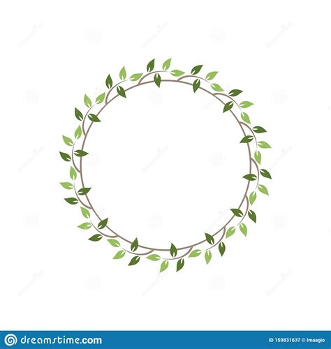 Vintage Floral Round Frames Green Decorative Ivy Wreath Vector