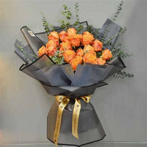 24 Orange Ecuadorian Roses Bouquet The Flower Estate