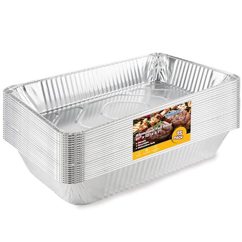 EHomeA2Z Aluminum Pans Full Size Disposable 15 Pack Large Steam Pan