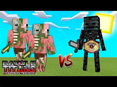 Titan Zombie Pigman VS Titan Wither Skeleton Minecraft Battle Mobs