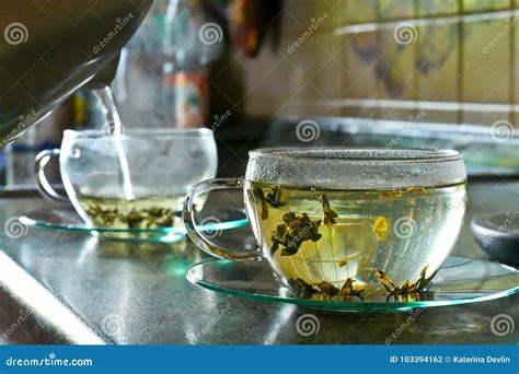 Pouring Hot Water Into The Cup Stock Photo Image Of Liquid Steam