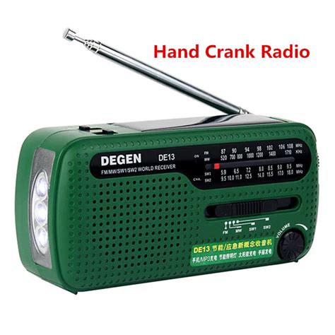 Original Degen De Fm Sw Hand Crank Radio Dynamo Solar Power Emergency