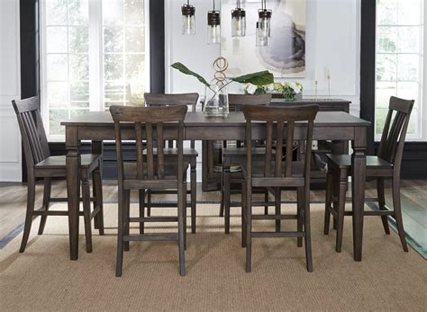 Kingston 7 Pc Rectangular Counter Height Dining Set With Butterfly Leaf Raymour And Flanigan