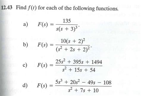 Solved 12 43 Find F T For Each Of The Following Functions Chegg