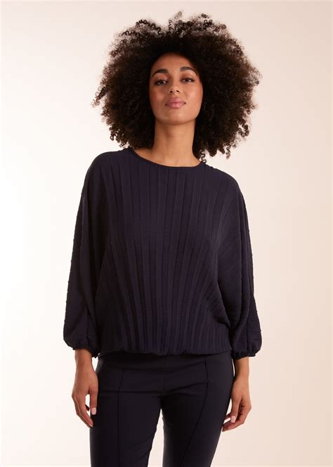 Blue Vanilla Navy Pleated Batwing Top Matalan