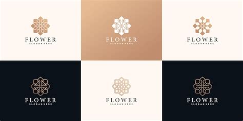 Conjunto de plantilla de diseño de logotipo de flor con concepto