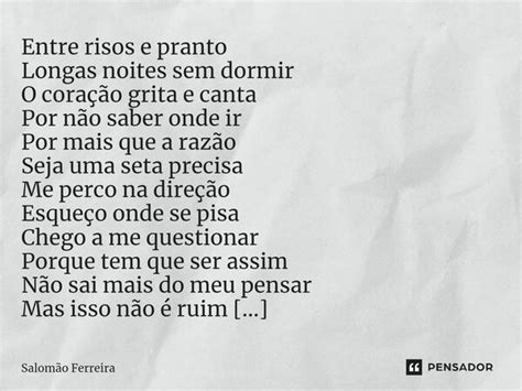 ⁠entre Risos E Pranto Longas Noites Salomão Ferreira Pensador