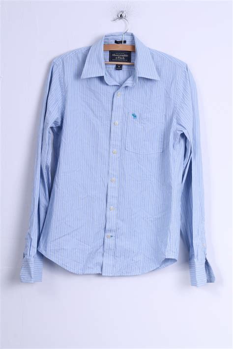 Abercrombie And Fitch Mens M Casual Shirt Blue Striped Cotton Long Sleev