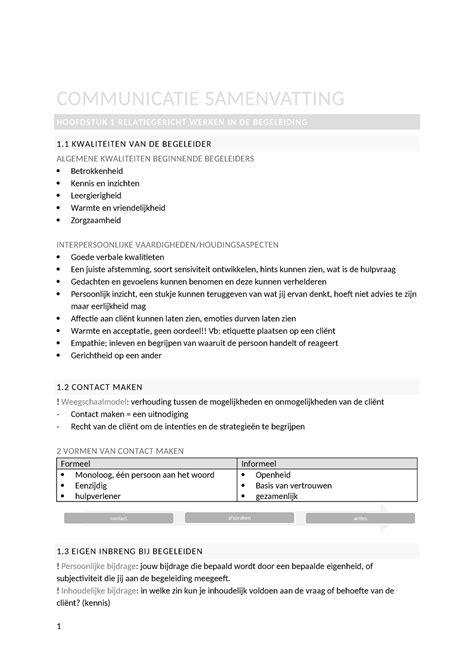 Communicatie Samenvatting Communicatie Samenvatting Hoofdstuk