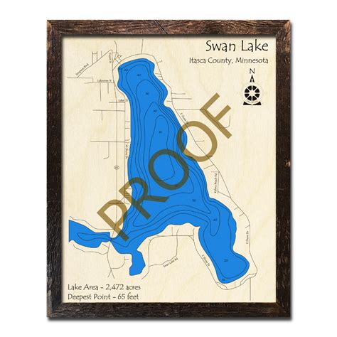 Swan Lake Itasca County Mn 3d Wood Topo Maps