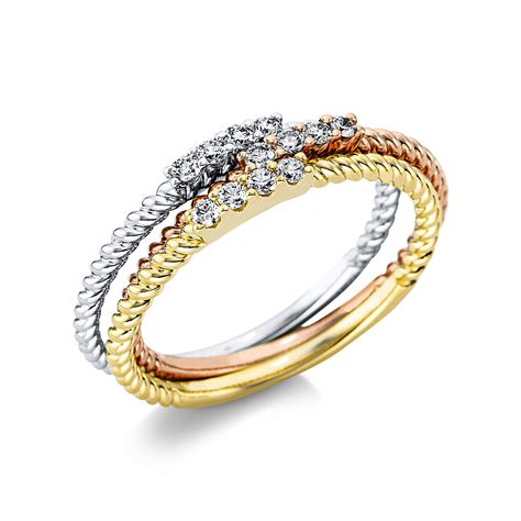 Kordelring Tricolor Set Aus Drei Ringe Mit Brillanten Ct