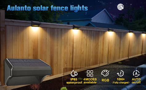 Aulanto Solar Fence Lights With Warm White And Rgb Lock